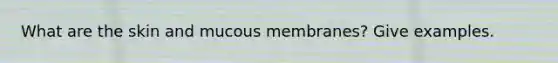 What are the skin and mucous membranes? Give examples.