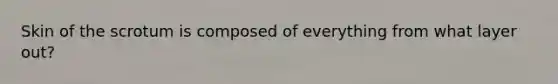 Skin of the scrotum is composed of everything from what layer out?