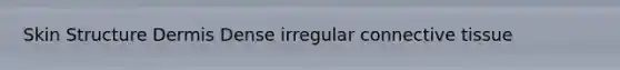Skin Structure Dermis Dense irregular connective tissue