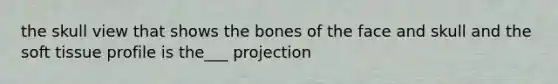 the skull view that shows the bones of the face and skull and the soft tissue profile is the___ projection