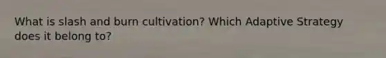 What is slash and burn cultivation? Which Adaptive Strategy does it belong to?