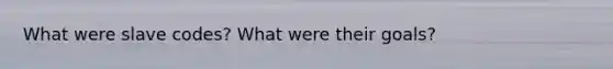 What were slave codes? What were their goals?