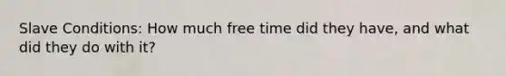 Slave Conditions: How much free time did they have, and what did they do with it?