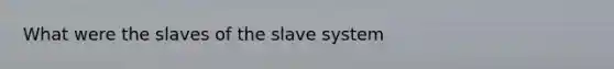 What were the slaves of the slave system