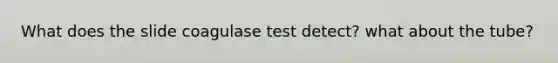 What does the slide coagulase test detect? what about the tube?