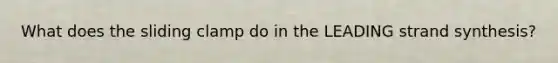 What does the sliding clamp do in the LEADING strand synthesis?
