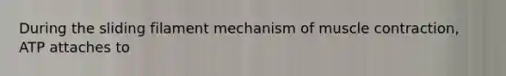 During the sliding filament mechanism of muscle contraction, ATP attaches to