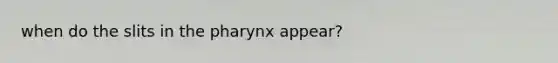 when do the slits in the pharynx appear?