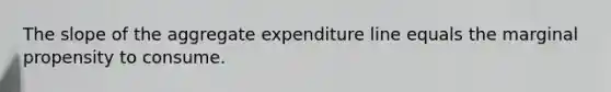 The slope of the aggregate expenditure line equals the marginal propensity to consume.