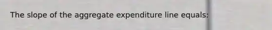 The slope of the aggregate expenditure line equals: