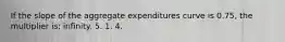 If the slope of the aggregate expenditures curve is 0.75, the multiplier is: infinity. 5. 1. 4.