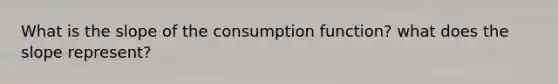 What is the slope of the consumption function? what does the slope represent?