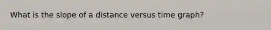 What is the slope of a distance versus time graph?