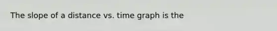 The slope of a distance vs. time graph is the