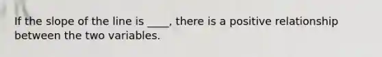 If the slope of the line is ____, there is a positive relationship between the two variables.