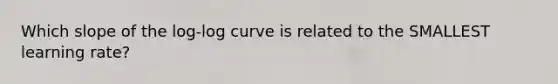 Which slope of the log-log curve is related to the SMALLEST learning rate?