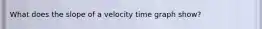 What does the slope of a velocity time graph show?