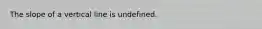 The slope of a vertical line is undefined.