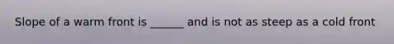 Slope of a warm front is ______ and is not as steep as a cold front