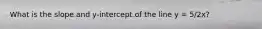 What is the slope and y-intercept of the line y = 5/2x?