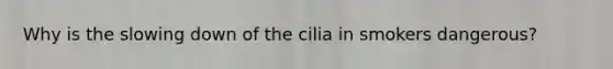 Why is the slowing down of the cilia in smokers dangerous?