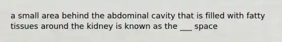 a small area behind the abdominal cavity that is filled with fatty tissues around the kidney is known as the ___ space