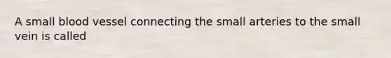 A small blood vessel connecting the small arteries to the small vein is called