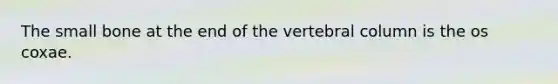 The small bone at the end of the vertebral column is the os coxae.