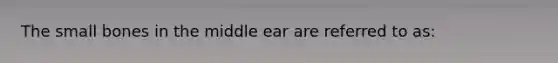 The small bones in the middle ear are referred to as: