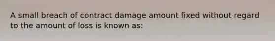 A small breach of contract damage amount fixed without regard to the amount of loss is known as: