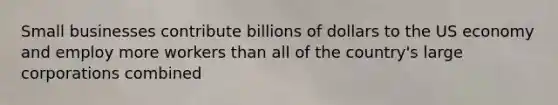 Small businesses contribute billions of dollars to the US economy and employ more workers than all of the country's large corporations combined