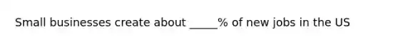 Small businesses create about _____% of new jobs in the US