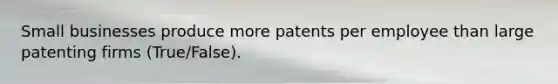 Small businesses produce more patents per employee than large patenting firms (True/False).