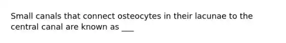 Small canals that connect osteocytes in their lacunae to the central canal are known as ___