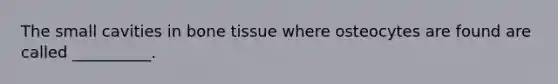 The small cavities in bone tissue where osteocytes are found are called __________.