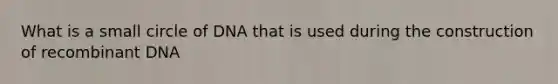 What is a small circle of DNA that is used during the construction of recombinant DNA