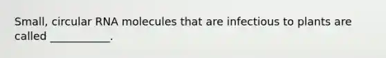Small, circular RNA molecules that are infectious to plants are called ___________.
