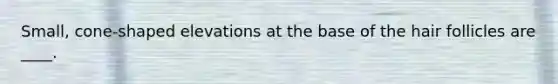 Small, cone-shaped elevations at the base of the hair follicles are ____.