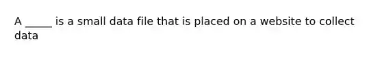 A _____ is a small data file that is placed on a website to collect data