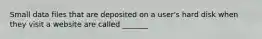 Small data files that are deposited on a user's hard disk when they visit a website are called _______