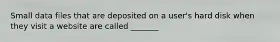 Small data files that are deposited on a user's hard disk when they visit a website are called _______