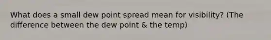 What does a small dew point spread mean for visibility? (The difference between the dew point & the temp)