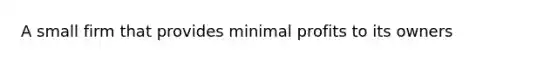 A small firm that provides minimal profits to its owners
