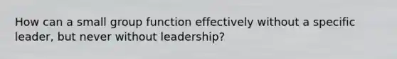 How can a small group function effectively without a specific leader, but never without leadership?