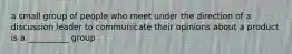 a small group of people who meet under the direction of a discussion leader to communicate their opinions about a product is a __________ group