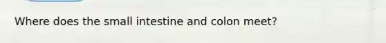 Where does <a href='https://www.questionai.com/knowledge/kt623fh5xn-the-small-intestine' class='anchor-knowledge'>the small intestine</a> and colon meet?