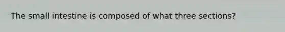 The small intestine is composed of what three sections?