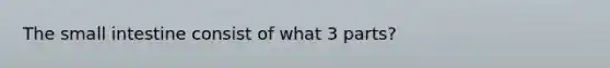 The small intestine consist of what 3 parts?