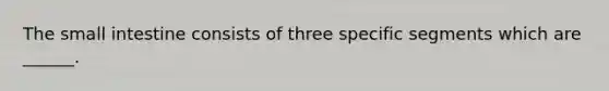 The small intestine consists of three specific segments which are ______.