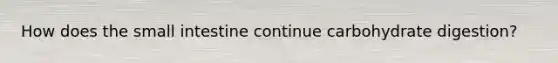 How does the small intestine continue carbohydrate digestion?